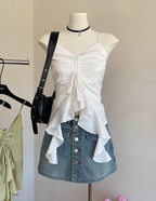 V-RINGAD TOPP MED VOLANGKANT