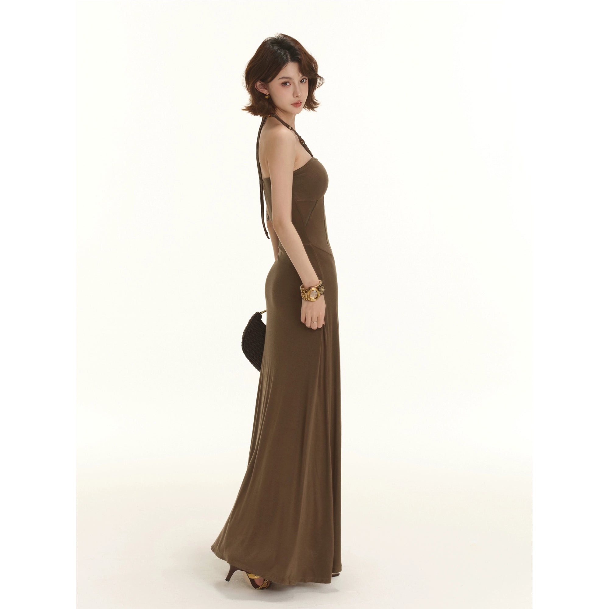 BANDEAU-MAXIKLÄNNING MED HALTERNECKBAND