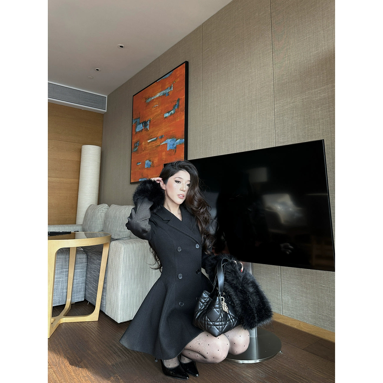 CHIC FLARED KAPPA MED PÄLSKRAGE