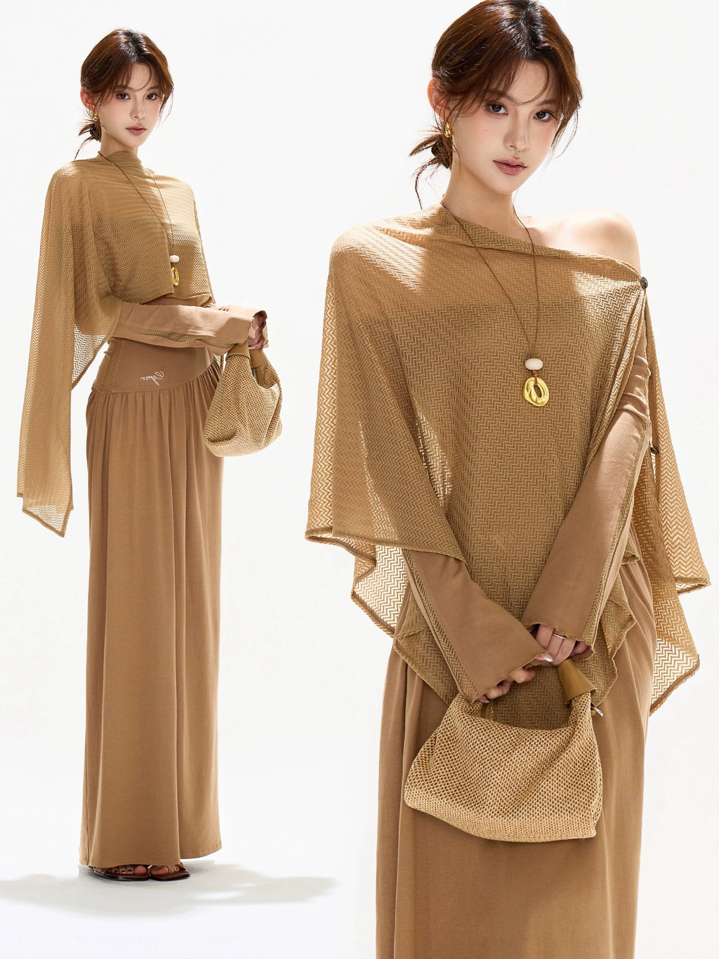 LUFTIG DRAPERERAD KLÄNNING MED SJAL