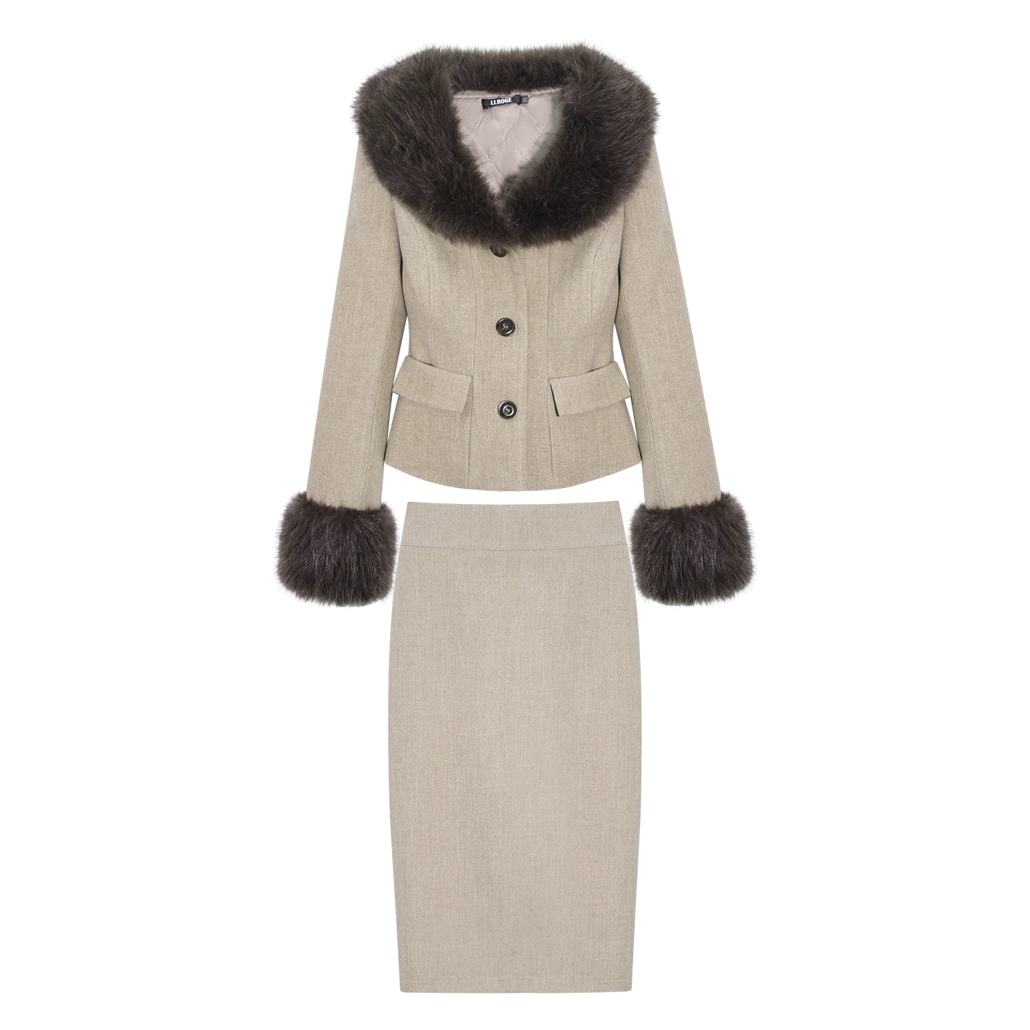 BLAZER & KJOL SET MED PÄLS