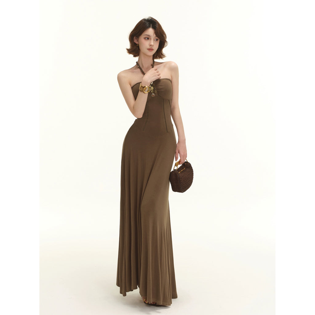 BANDEAU-MAXIKLÄNNING MED HALTERNECKBAND