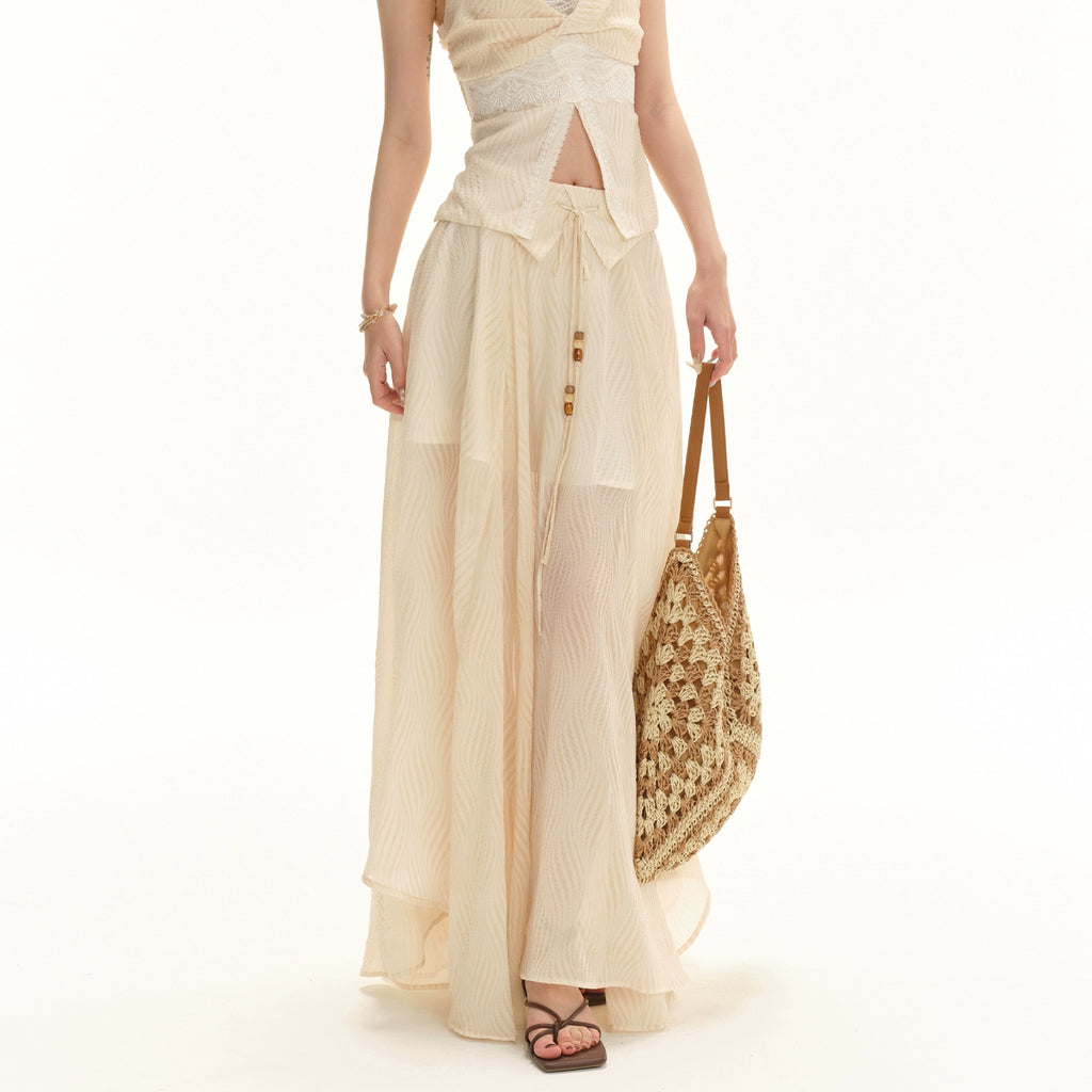 PÄRLBRODERAD HALTER-BANDEAU SET KJOL & TOPP