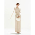 OMLOTT DRAPERAT BEIGE SET KJOL & TOPP