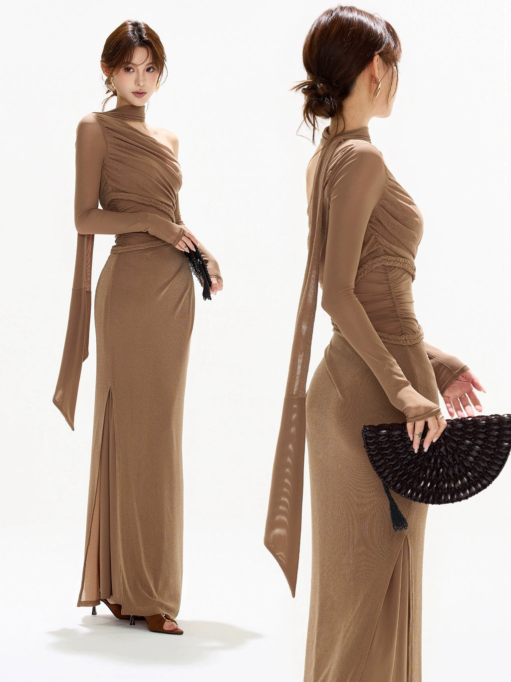 VINTAGE-STIL MAXIKLÄNNING MED FLÄTOR