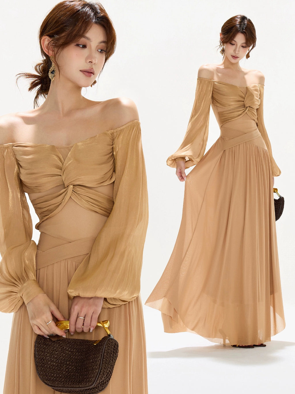 FLOWIG MAXIKLÄNNING MED FJÄRILSSTIL TOPP