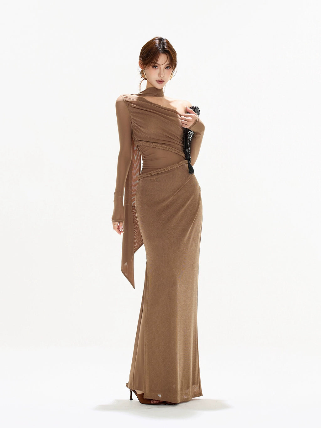 VINTAGE-STIL MAXIKLÄNNING MED FLÄTOR