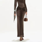 OMLOTT DRAPERAT BRUNT SET KJOL & TOPP