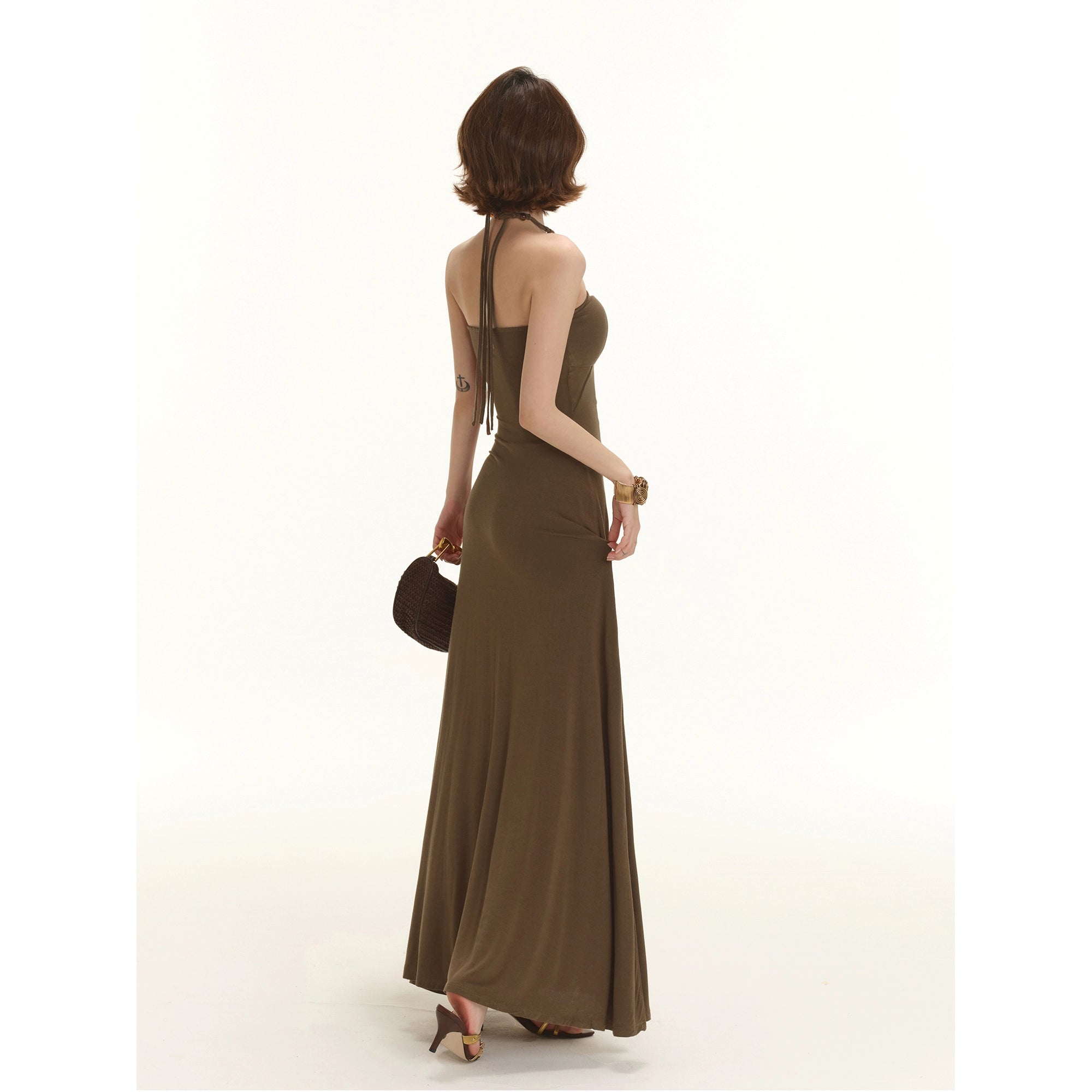 BANDEAU-MAXIKLÄNNING MED HALTERNECKBAND